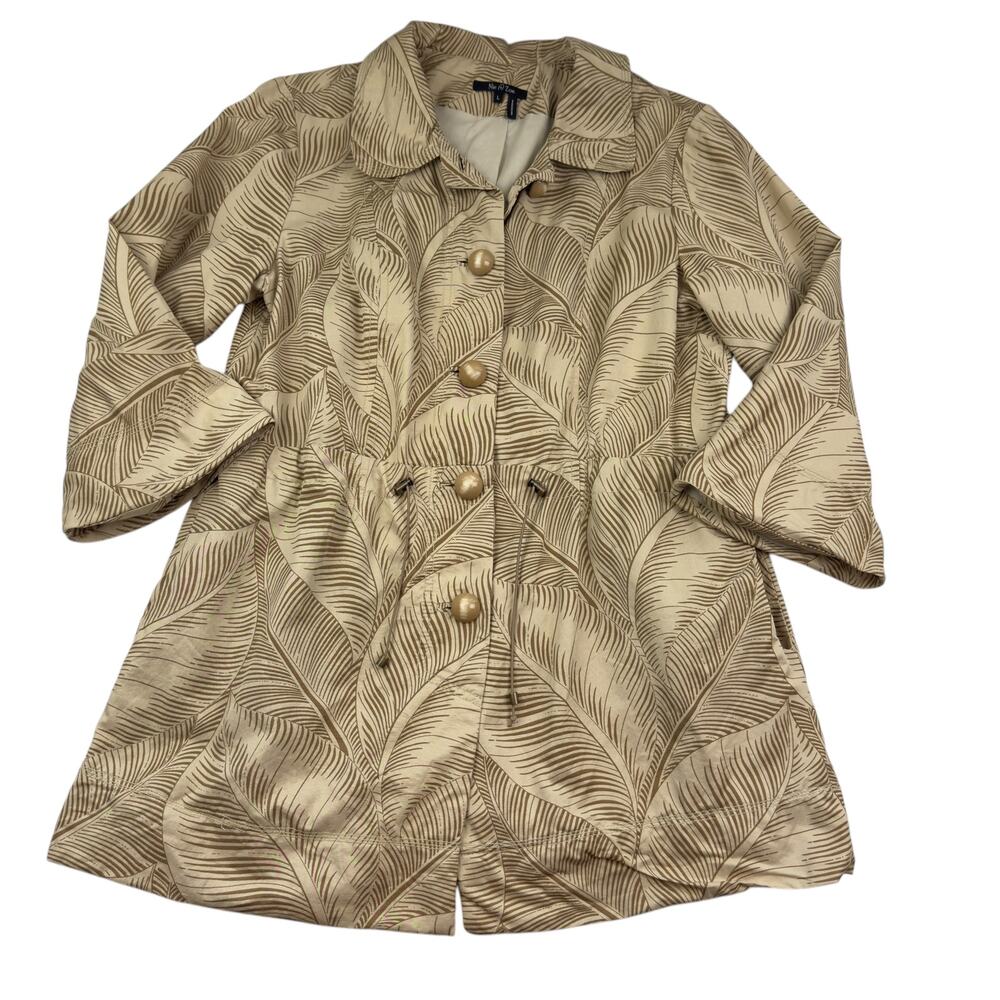 Nic + Zoe Neutral Natural Leaf Floral Print Lightweight Jacket Women's Size L